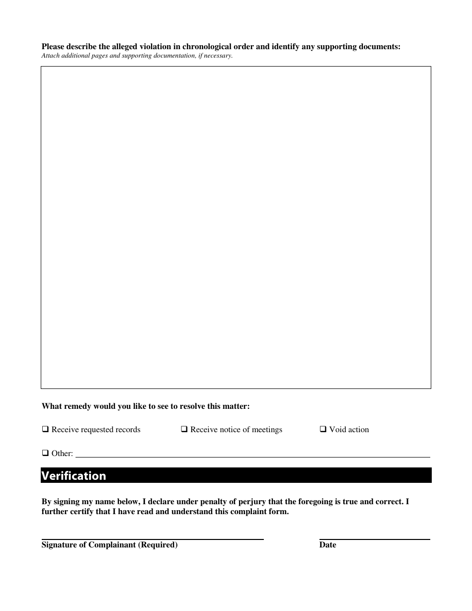 Kansas Open Meetings Act / Kansas Open Records Act Complaint Form - Kansas, Page 3