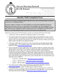 Identity Theft Complaint Form - Kansas