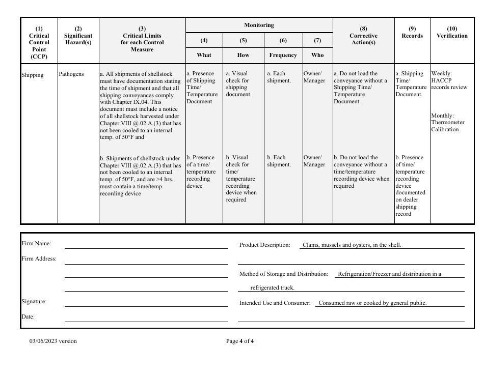 Haccp Plan - Ss, Aq - New Hampshire, Page 4