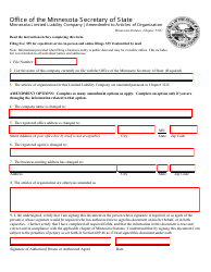 Document preview: Minnesota Limited Liability Company Amendment to Articles of Organization - Minnesota