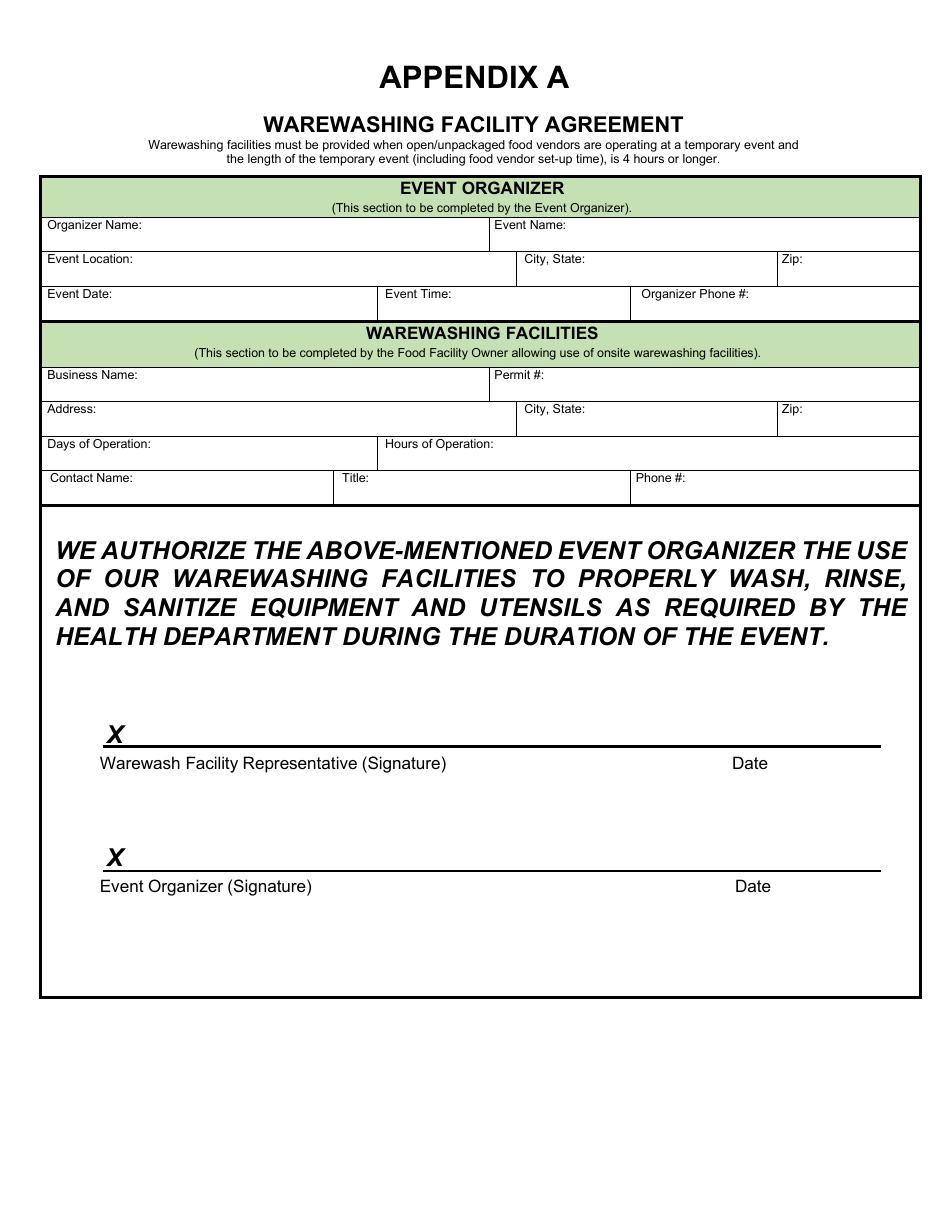 Form DEH:FH-632 Temporary Event Organizer Permit Application - County of San Diego, California, Page 6