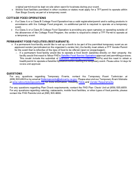 Form DEH:FH-632 Temporary Food Facility Vendor Permit Application - County of San Diego, California, Page 2