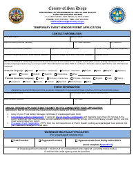 Form DEH:FH-632 Temporary Food Facility Vendor Permit Application - County of San Diego, California, Page 3