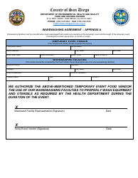 Form DEH:FH-632 Temporary Food Facility Vendor Permit Application - County of San Diego, California, Page 7