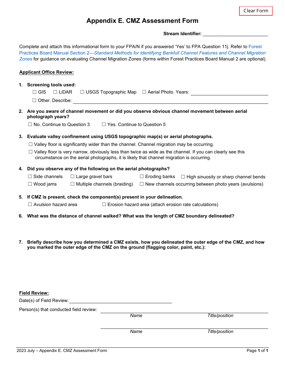 Washington Cmz Assessment Form - Fill Out, Sign Online and Download PDF ...