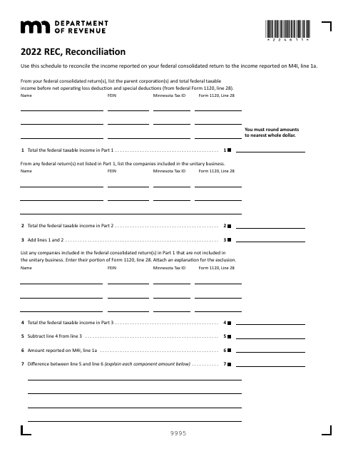 Form REC 2022 Printable Pdf