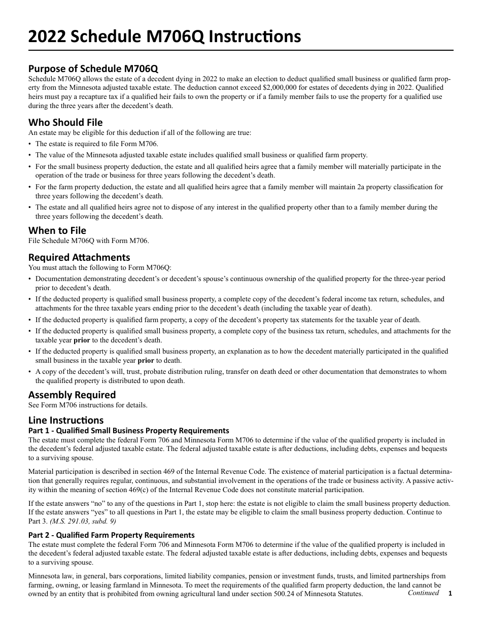 Form M706Q Election to Claim the Qualified Small Business and Farm Property Deduction - Minnesota, Page 7