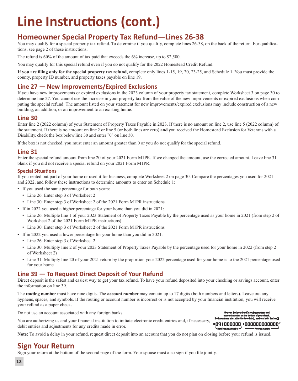 Instructions for Form M1PR Homestead Credit Refund (For Homeowners) and Renters Property Tax Refund - Minnesota, Page 12