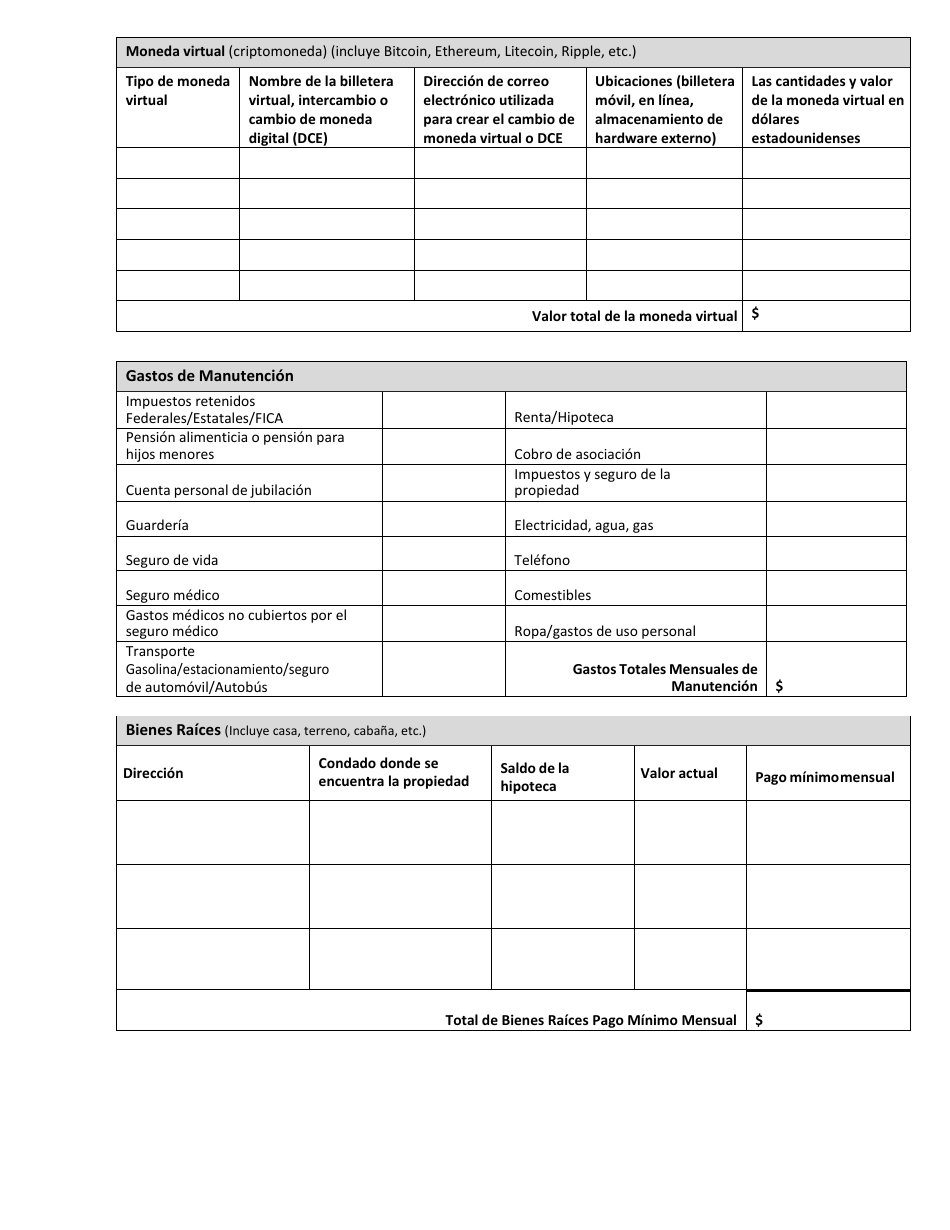 Formulario C58P Estado Financiero Personal - Minnesota (Spanish), Page 2