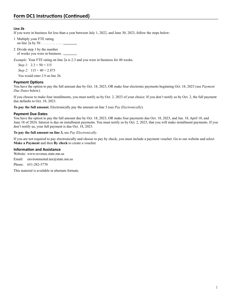 Form DC1 Annual Registration Fee for Dry Cleaning Facilities - Minnesota, Page 3