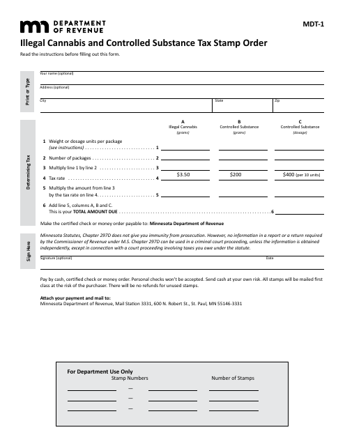 Form MDT-1  Printable Pdf