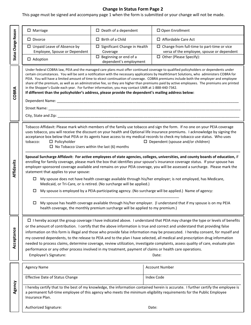 Form CIS Change-In-status Form - West Virginia, Page 2