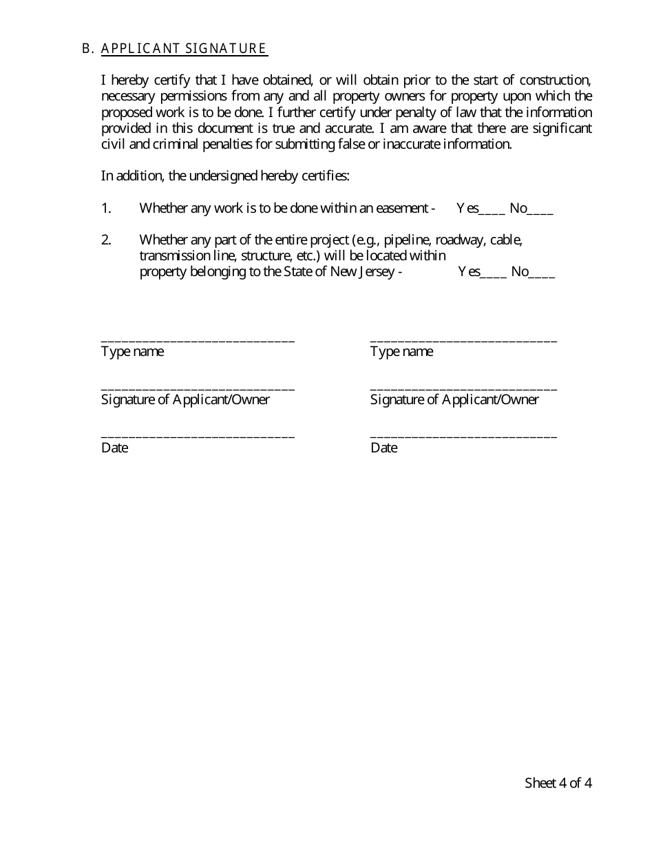 Form DS96 Dam Safety Permit Application - New Jersey, Page 4