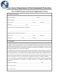 Document preview: Tier a Ms4 Permit and Grant Application Form - New Jersey