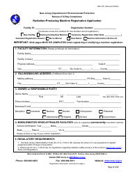 Document preview: Form BXC-001 Radiation-Producing Machine Registration Application - New Jersey