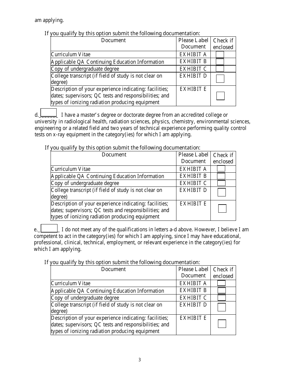 Application for Certification of Qualified Medical Physicist Assistant in Radiography and / Or Qualified Medical Physicist Assistant in Fluoroscopy - New Jersey, Page 3