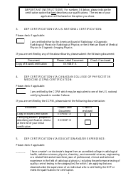 Application for Certification of Qualified Medical Physicist for the Supervision of Quality Assurance Programs for Diagnostic X-Ray Imaging and /Or Qualified Medical Physicist for the Supervision of Quality Assurance Programs for Computed Tomography - New Jersey, Page 2
