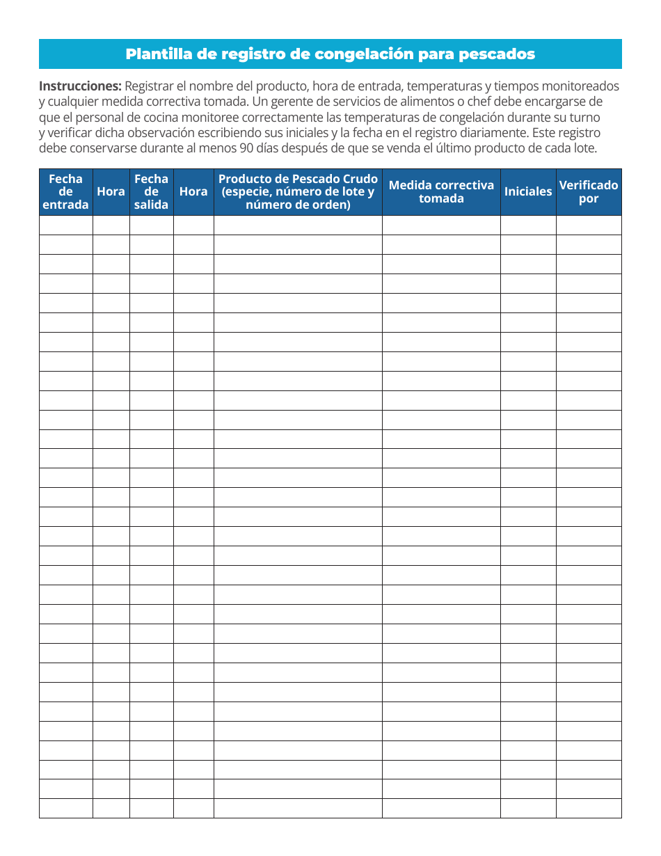 Formulario CR-011704 Plantilla De Registro De Congelacion Para Pescados - South Carolina (Spanish), Page 2