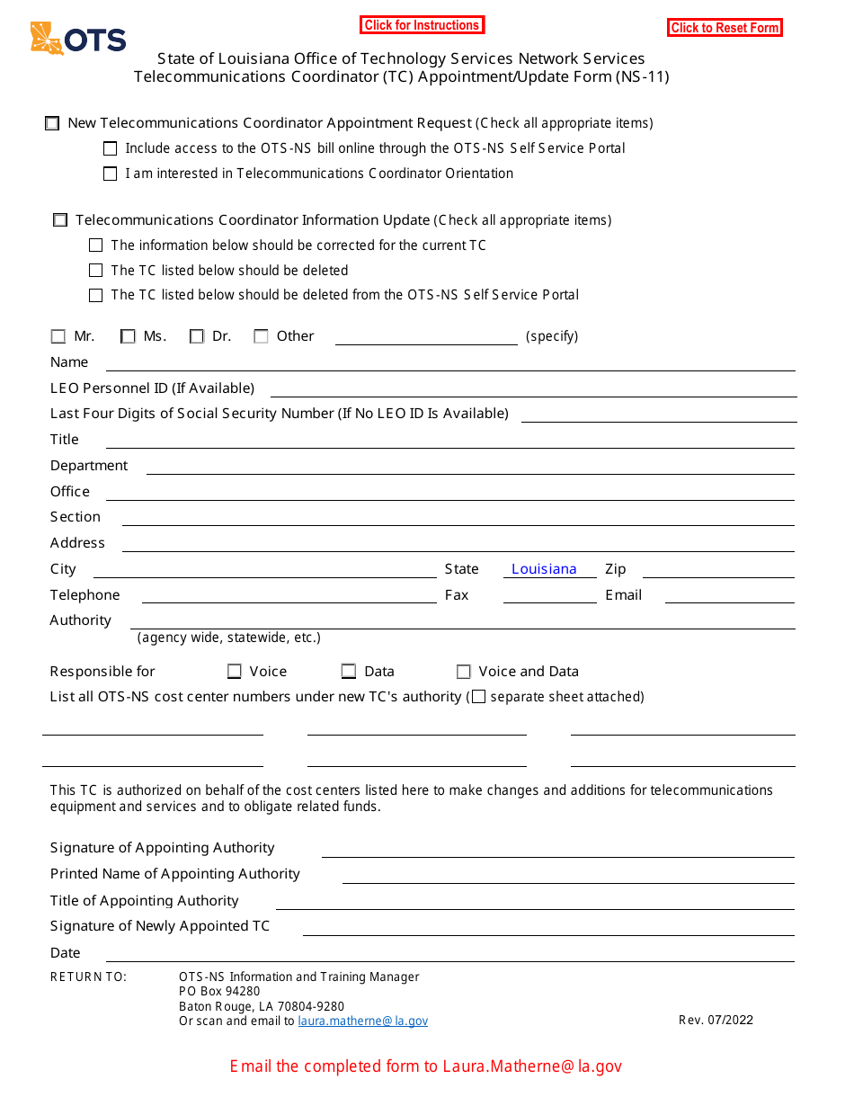 Form NS-11 Download Fillable PDF Or Fill Online Telecommunications ...