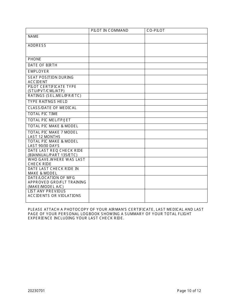 Aircraft Incident / Accident Statement - Flight Operations Program - Louisiana, Page 11