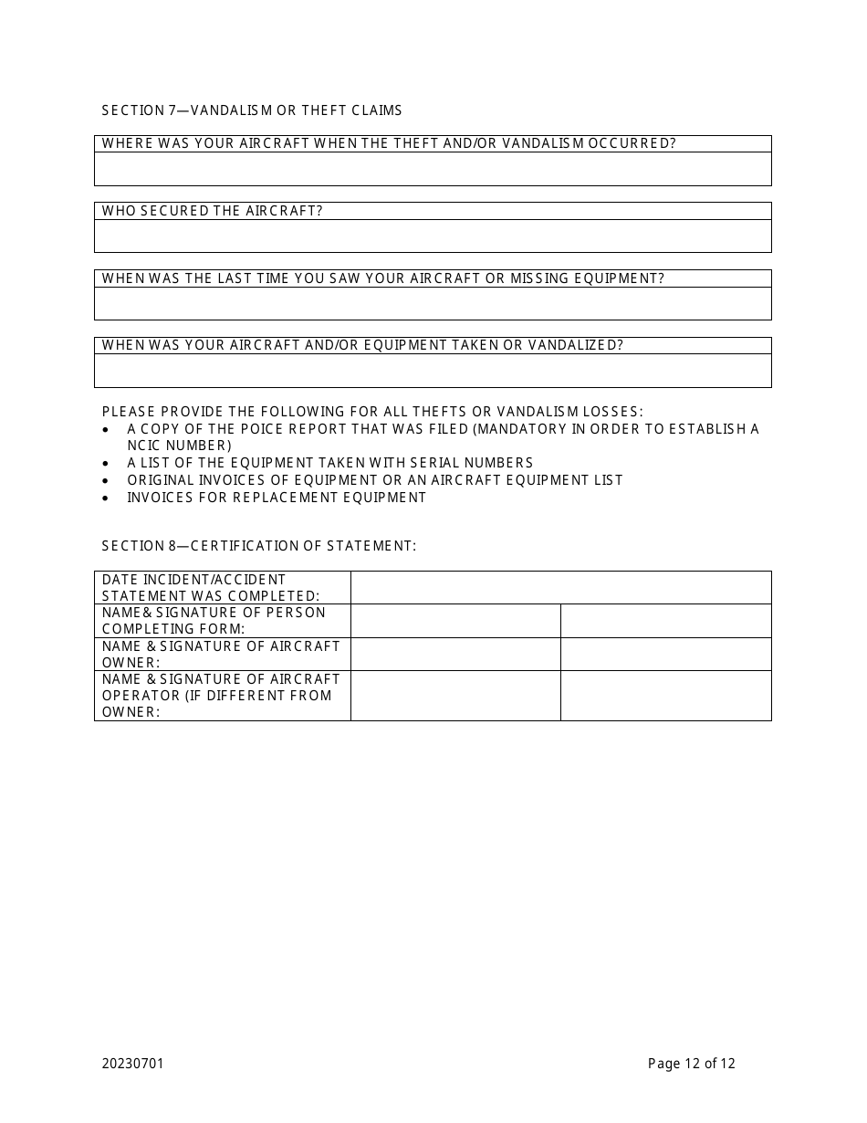 Aircraft Incident / Accident Statement - Flight Operations Program - Louisiana, Page 13