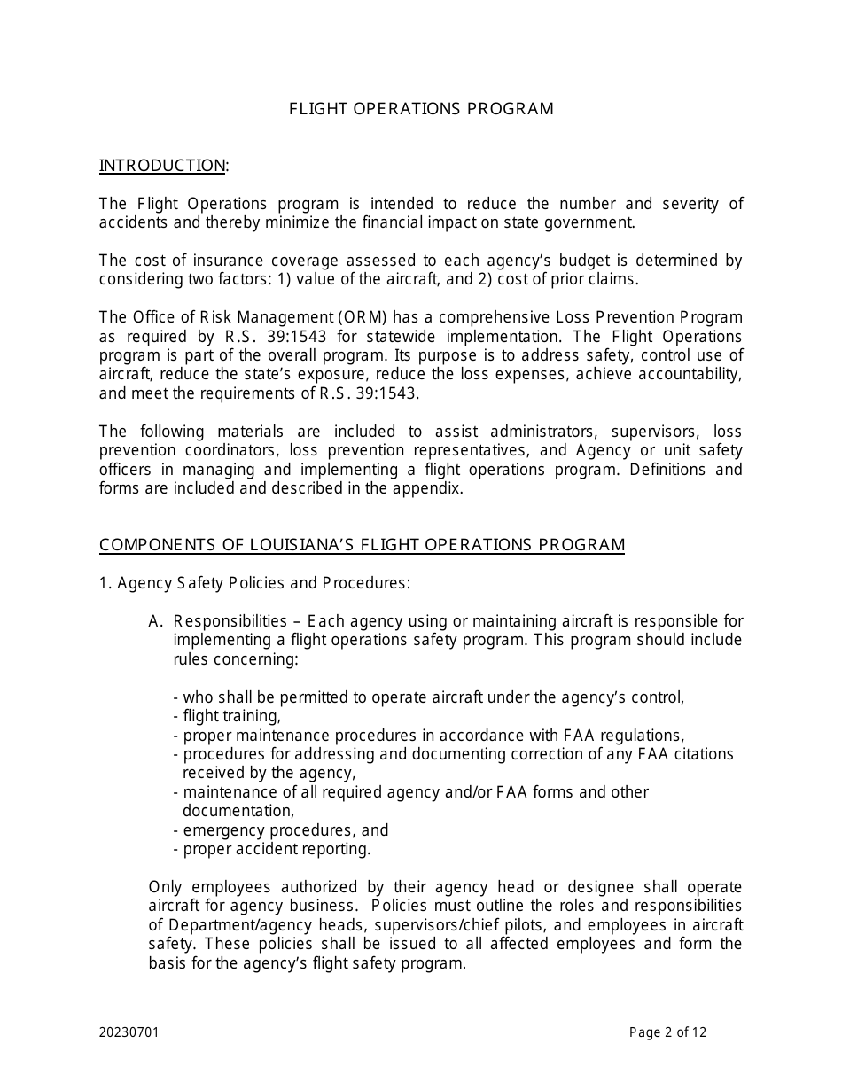 Aircraft Incident / Accident Statement - Flight Operations Program - Louisiana, Page 3