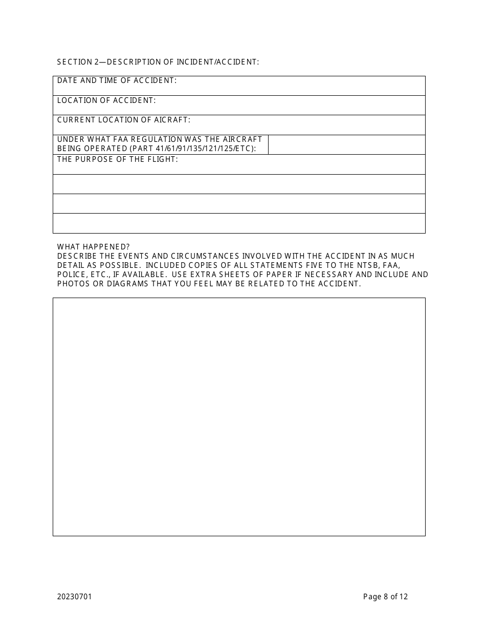 Aircraft Incident / Accident Statement - Flight Operations Program - Louisiana, Page 9