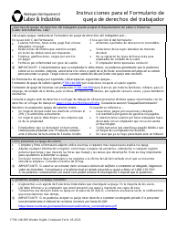 Document preview: Formulario F700-148-999 Formulario De Queja De Derechos Del Trabajador - Washington (Spanish)