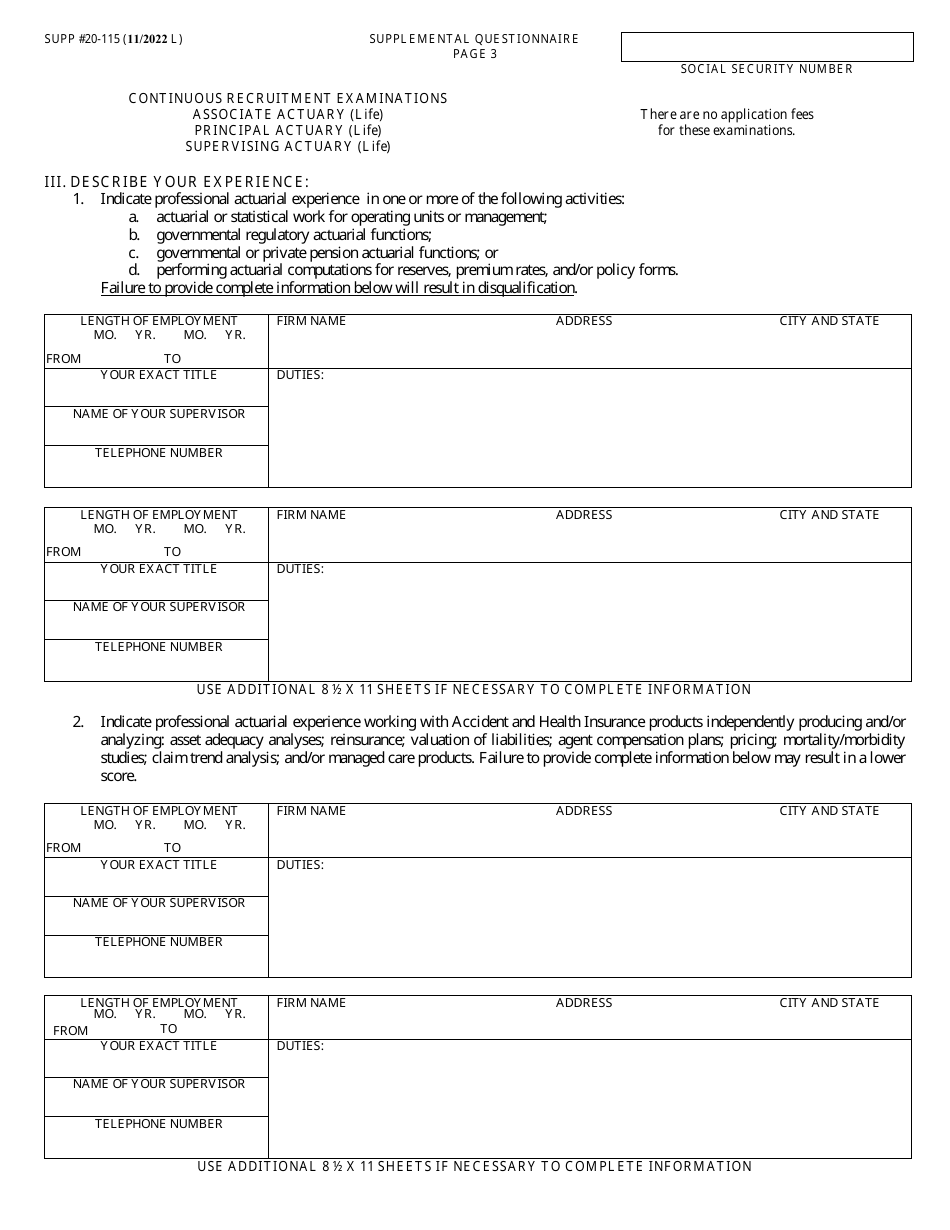 Form NYS-APP-3 #20-115 Application for NYS Examinations Open to the Public - New York, Page 4