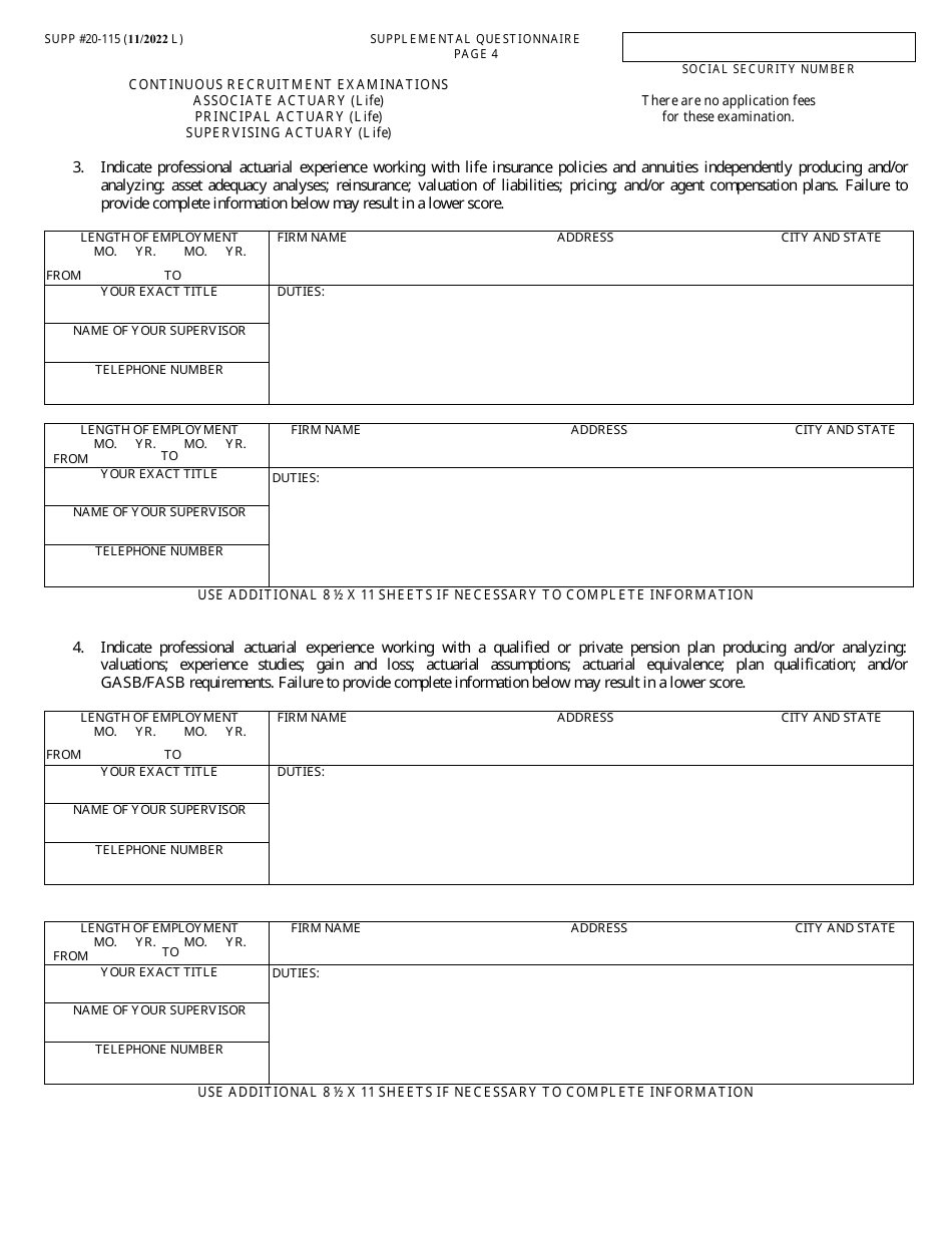 Form NYS-APP-3 #20-115 Application for NYS Examinations Open to the Public - New York, Page 5