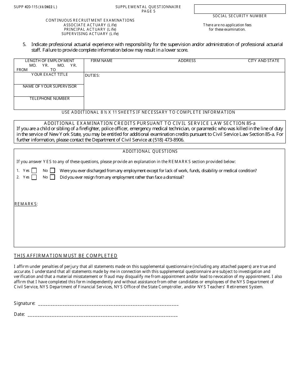Form NYS-APP-3 #20-115 Application for NYS Examinations Open to the Public - New York, Page 6