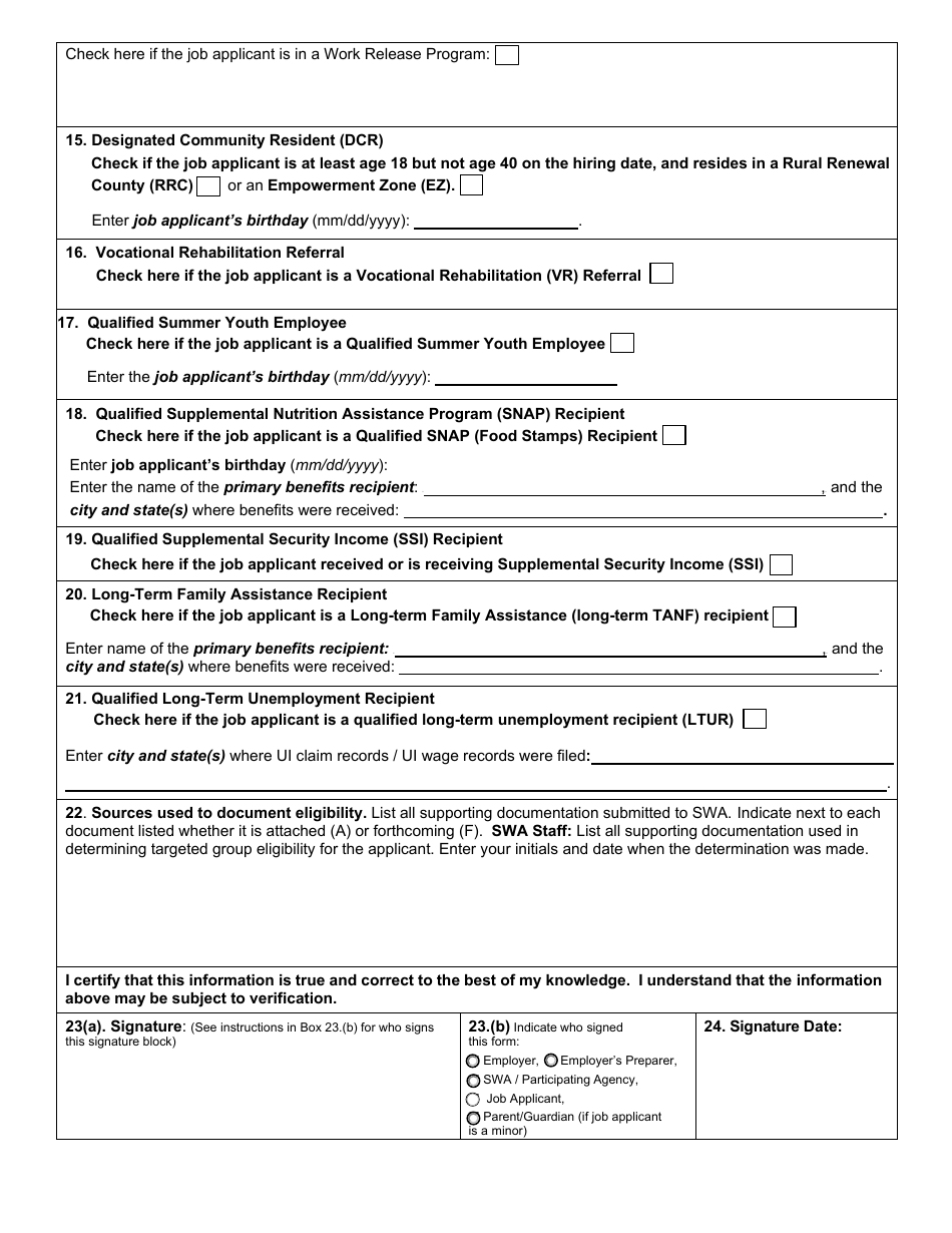 ETA Form 9061 Download Fillable PDF or Fill Online Work Opportunity Tax