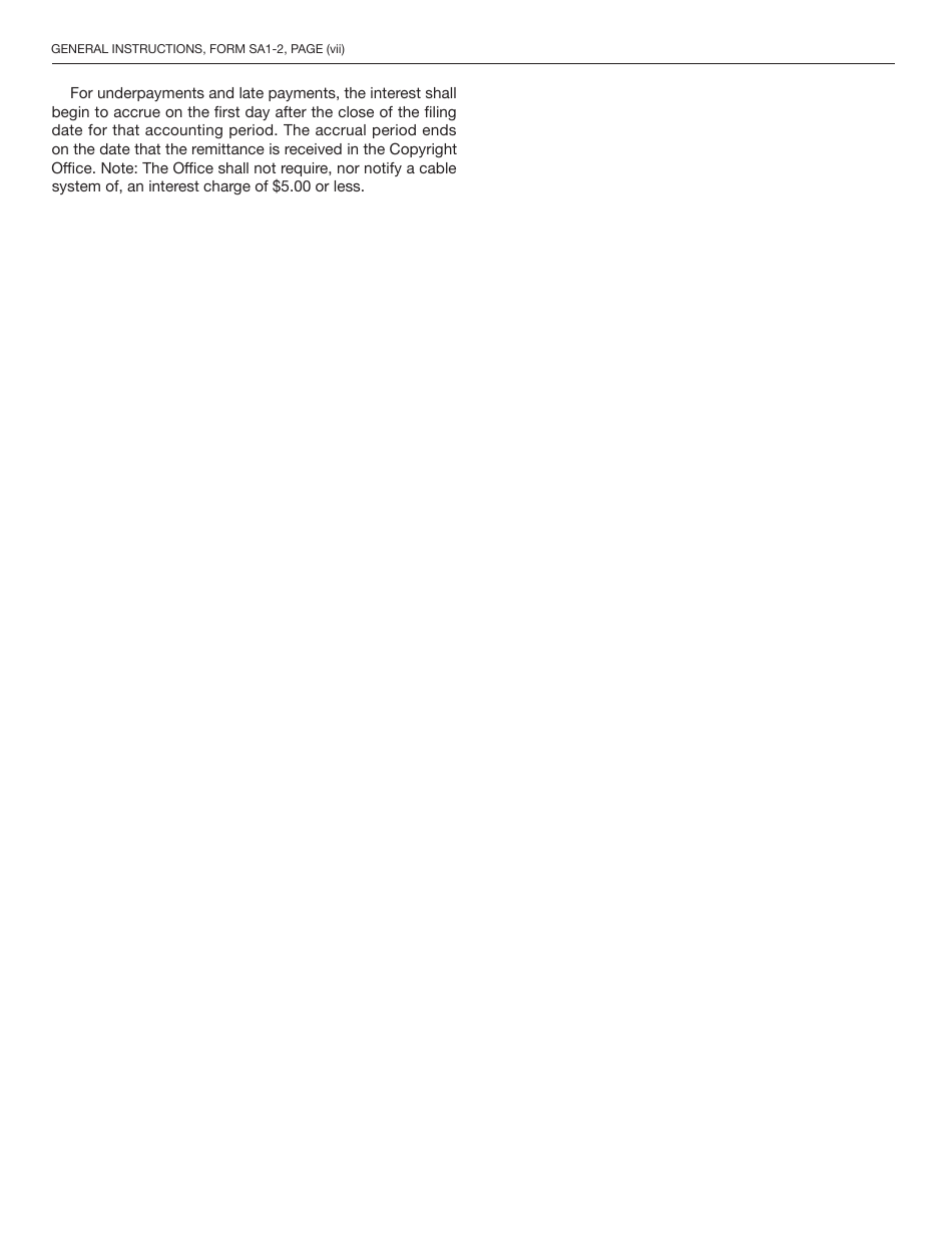 Form SA1-2 Statement of Account for Secondary Transmissions by Cable Systems (Short Form), Page 18