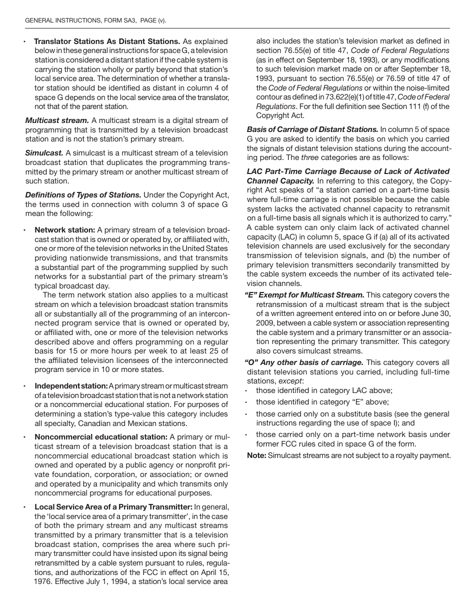 Form SA3 Statement of Account for Secondary Transmissions by Cable Systems (Long Form), Page 28