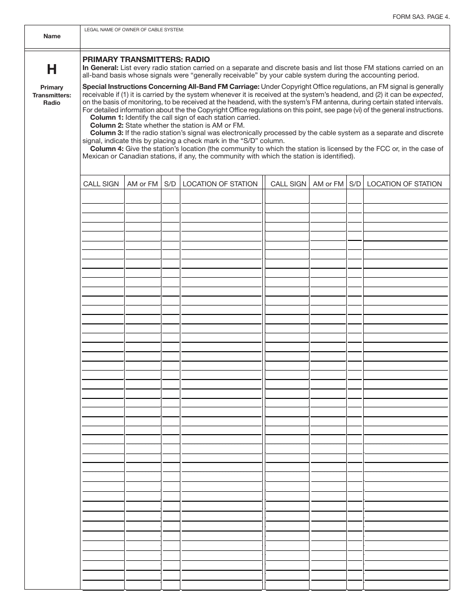 Form SA3 Statement of Account for Secondary Transmissions by Cable Systems (Long Form), Page 7