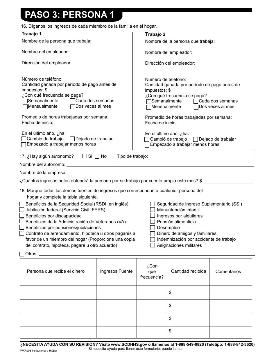 Formulario WKR003 Formulario De Revision Anual - Institucional Y Hcbw - South Carolina (Spanish), Page 6