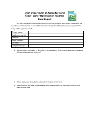 Final Report - Water Optimization Program - Utah
