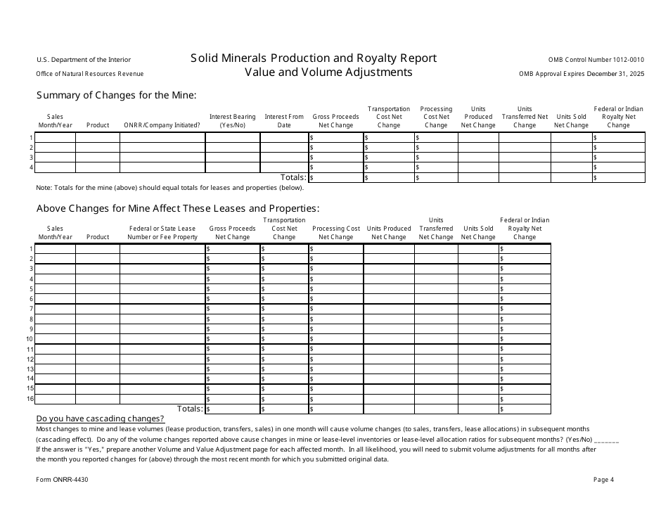 Form ONRR-4430 Solid Minerals Production and Royalty Report, Page 4
