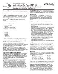 Instructions for Form MTA-305 Employer&#039;s Quarterly Metropolitan Commuter Transportation Mobility Tax Return - New York