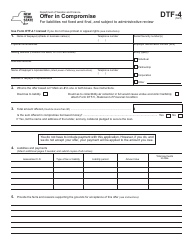 Document preview: Form DTF-4 Offer in Compromise for Liabilities Not Fixed and Final, and Subject to Administrative Review - New York