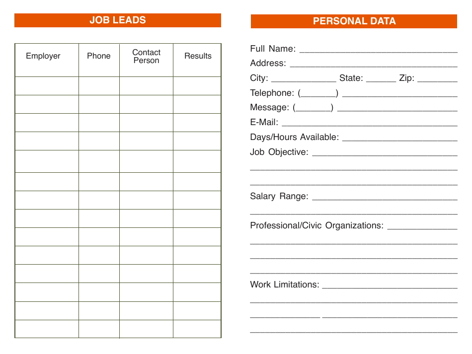 Form DOL-1130 Personal Data Book - a Record for Job Seekers - Georgia (United States), Page 3