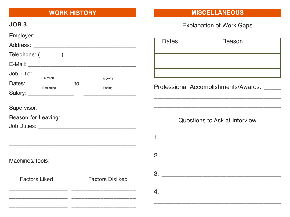 Form DOL-1130 Personal Data Book - a Record for Job Seekers - Georgia (United States), Page 6