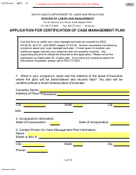 Document preview: SD Form 0815 Application for Certification of Case Management Plan - South Dakota