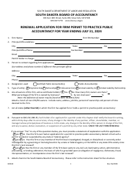 Document preview: Form BOA19 Renewal Application for Firm Permit to Practice Public Accountancy - South Dakota, 2024