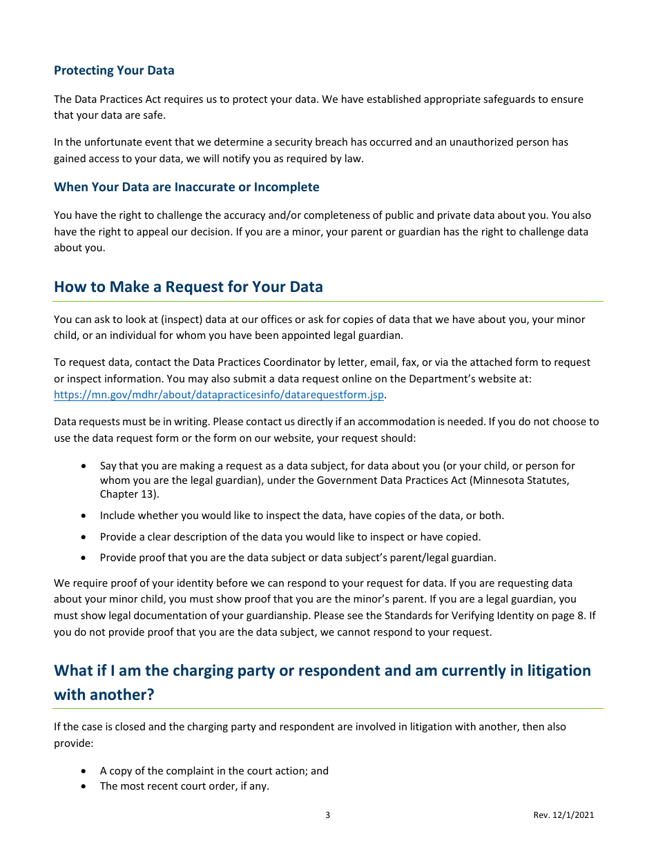 Data Request Form - Data Subject - Minnesota, Page 3