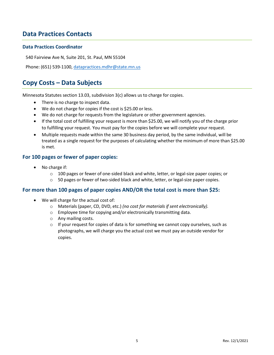Data Request Form - Data Subject - Minnesota, Page 5
