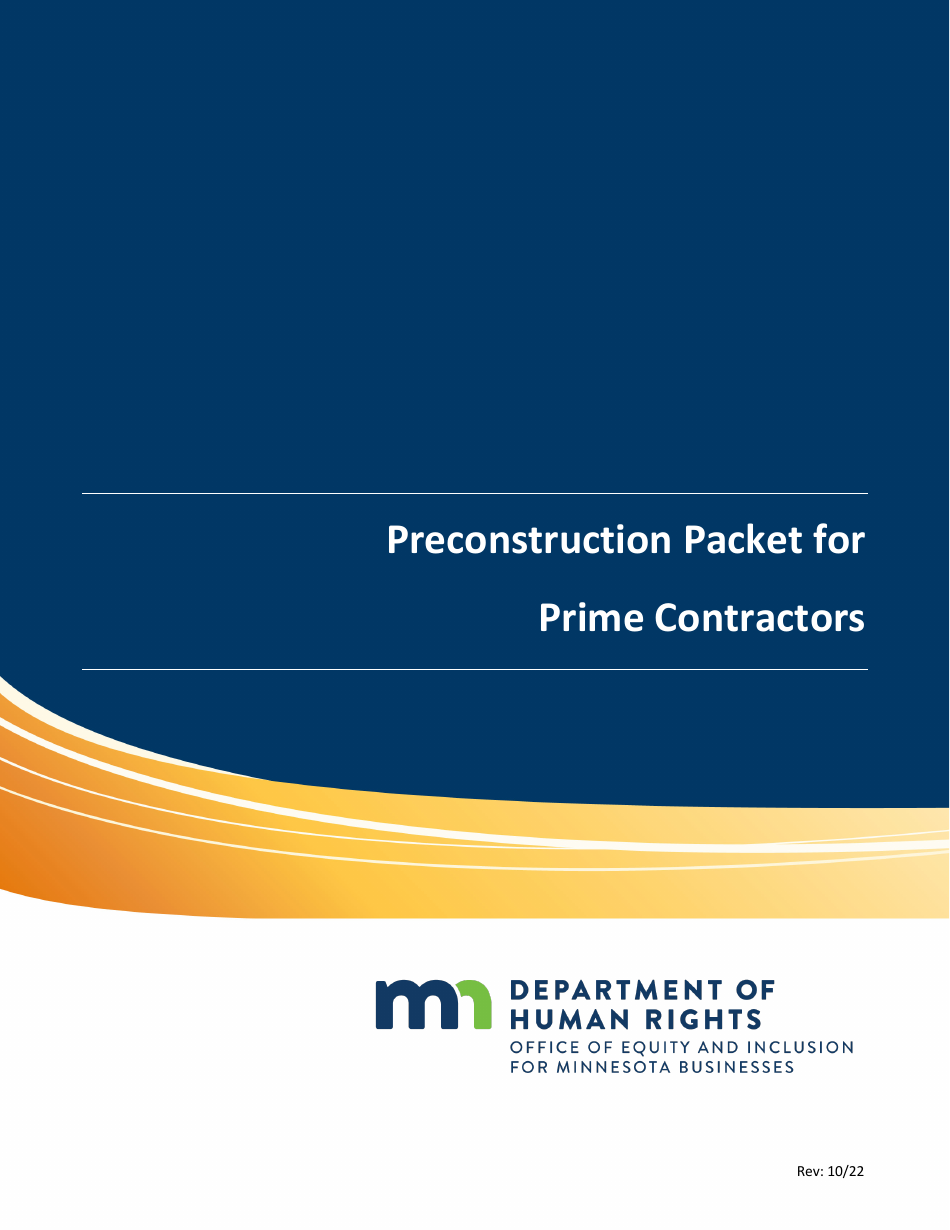 Preconstruction Packet for Prime Contractors - Minnesota, Page 1