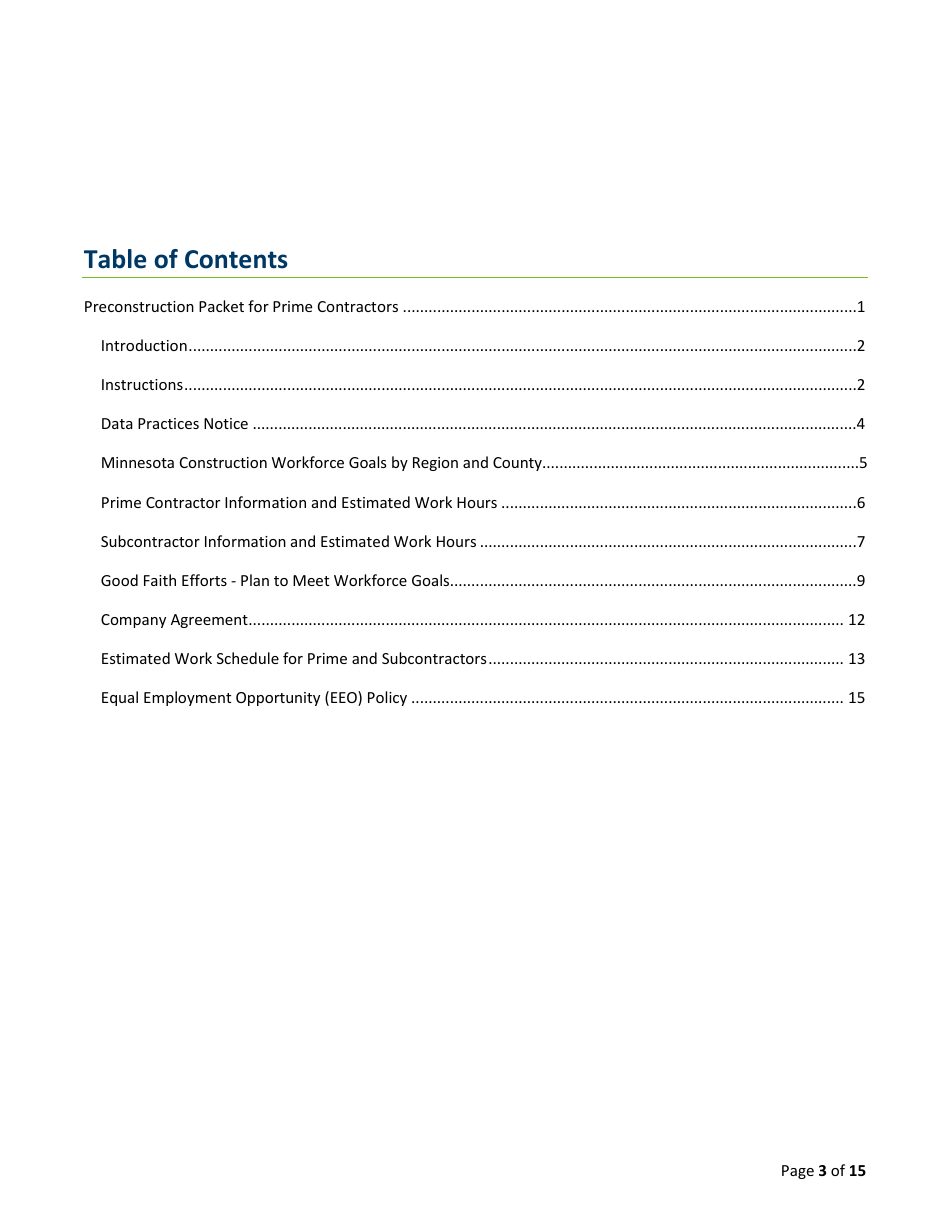 Preconstruction Packet for Prime Contractors - Minnesota, Page 3