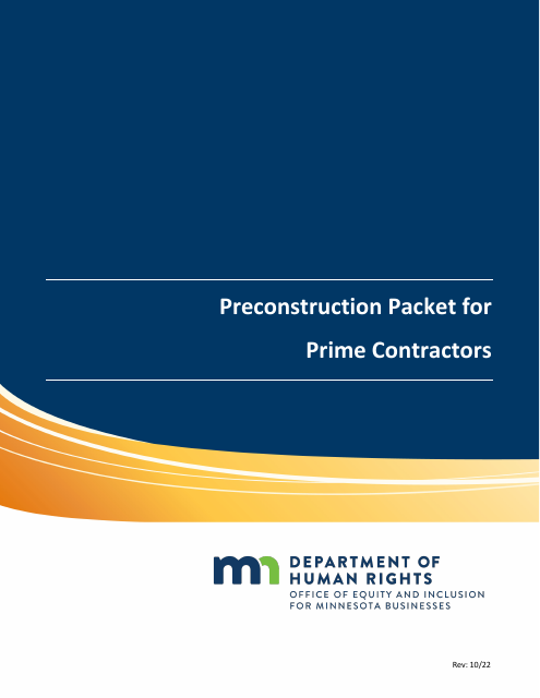 Preconstruction Packet for Prime Contractors - Minnesota Download Pdf