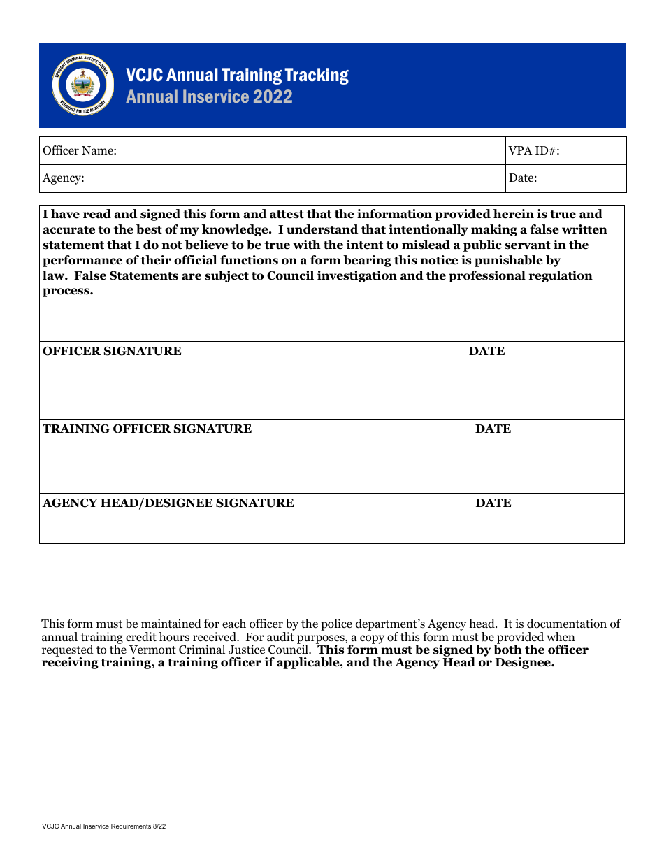Vcjc Annual Training Tracking - Vermont, Page 3